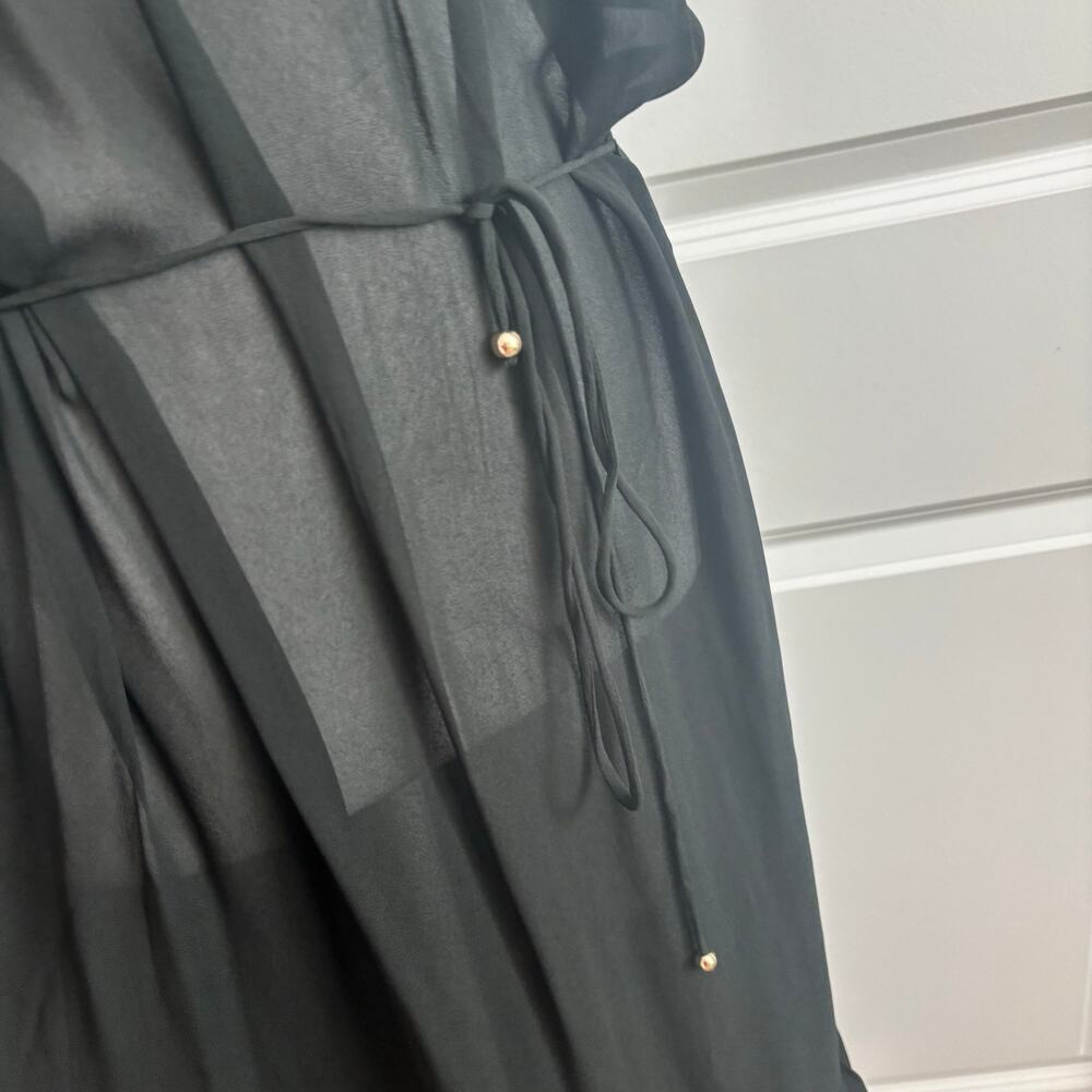 NWT Banana Republic Petite Flounced Hem Midi Dress Sz XS Black Sheer Minimalist - Picture 16 of 16